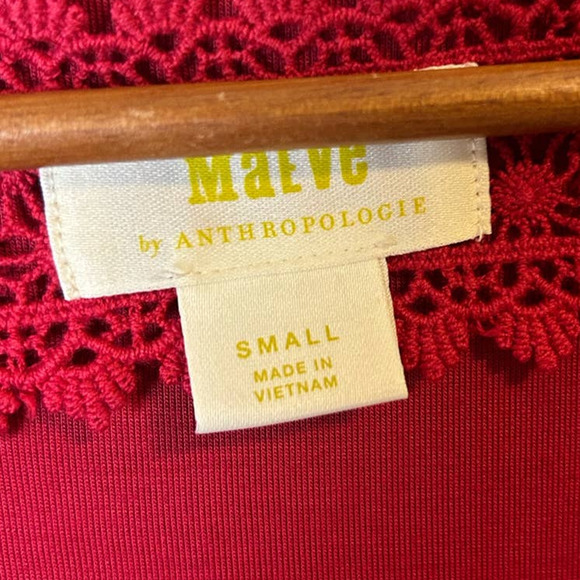 Maeve by Anthropologie Jocelyn Midi Dress Fit & Flare Wine‎ Size Small - Picture 7 of 7